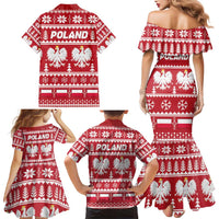 Poland Christmas Family Matching Mermaid Dress and Hawaiian Shirt Emblem With Flag Style - Wonder Print Shop