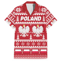 Poland Christmas Family Matching Off The Shoulder Long Sleeve Dress and Hawaiian Shirt Emblem With Flag Style - Wonder Print Shop