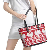 Poland Christmas Leather Tote Bag Emblem With Flag Style - Wonder Print Shop