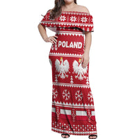 Poland Christmas Off Shoulder Maxi Dress Emblem With Flag Style - Wonder Print Shop