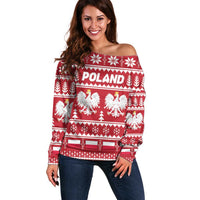 Poland Christmas Off Shoulder Sweater Emblem With Flag Style - Wonder Print Shop
