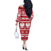 Poland Christmas Off The Shoulder Long Sleeve Dress Emblem With Flag Style - Wonder Print Shop