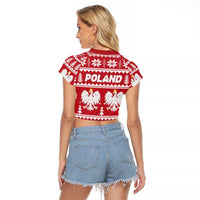 Poland Christmas Raglan Cropped T Shirt Emblem With Flag Style - Wonder Print Shop