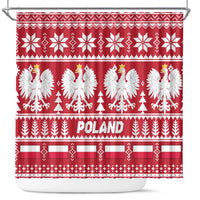 Poland Christmas Shower Curtain Emblem With Flag Style - Wonder Print Shop