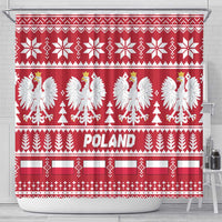 Poland Christmas Shower Curtain Emblem With Flag Style - Wonder Print Shop