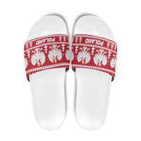 Poland Christmas Slide Sandals Emblem With Flag Style - Wonder Print Shop