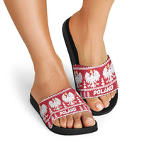 Poland Christmas Slide Sandals Emblem With Flag Style - Wonder Print Shop