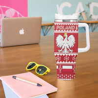 Poland Christmas Tumbler With Handle Emblem With Flag Style - Wonder Print Shop