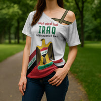 Iraq Independence Day Cross Shoulder Shirt Coat Of Arms With Flag Style