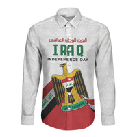 Iraq Independence Day Long Sleeve Button Shirt Coat Of Arms With Flag Style
