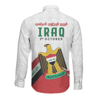 Iraq Independence Day Long Sleeve Button Shirt Coat Of Arms With Flag Style