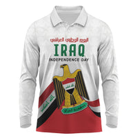 Iraq Independence Day Long Sleeve Polo Shirt Coat Of Arms With Flag Style
