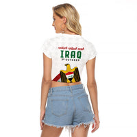 Iraq Independence Day Raglan Cropped T Shirt Coat Of Arms With Flag Style