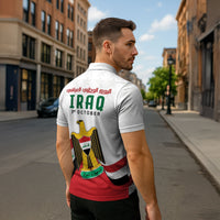 Iraq Independence Day Zipper Polo Shirt Coat Of Arms With Flag Style