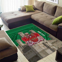 Personalized Caernarfonshire Wales Area Rug Caernarfon Castle and Emblem Celtic Style - Wonder Print Shop