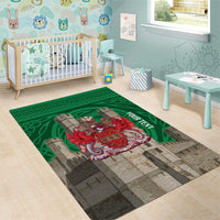 Personalized Caernarfonshire Wales Area Rug Caernarfon Castle and Emblem Celtic Style - Wonder Print Shop