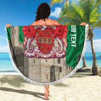 Personalized Caernarfonshire Wales Beach Blanket Caernarfon Castle and Emblem Celtic Style - Wonder Print Shop