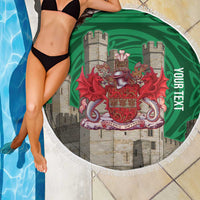 Personalized Caernarfonshire Wales Beach Blanket Caernarfon Castle and Emblem Celtic Style - Wonder Print Shop
