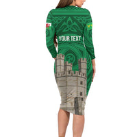Personalized Caernarfonshire Wales Family Matching Long Sleeve Bodycon Dress and Hawaiian Shirt Caernarfon Castle and Emblem Celtic Style - Wonder Print Shop