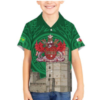 Personalized Caernarfonshire Wales Family Matching Mermaid Dress and Hawaiian Shirt Caernarfon Castle and Emblem Celtic Style - Wonder Print Shop