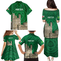 Personalized Caernarfonshire Wales Family Matching Puletasi and Hawaiian Shirt Caernarfon Castle and Emblem Celtic Style - Wonder Print Shop