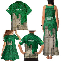 Personalized Caernarfonshire Wales Family Matching Tank Maxi Dress and Hawaiian Shirt Caernarfon Castle and Emblem Celtic Style - Wonder Print Shop