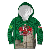 Personalized Caernarfonshire Wales Kid Hoodie Caernarfon Castle and Emblem Celtic Style - Wonder Print Shop
