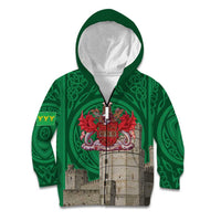 Personalized Caernarfonshire Wales Kid Hoodie Caernarfon Castle and Emblem Celtic Style - Wonder Print Shop