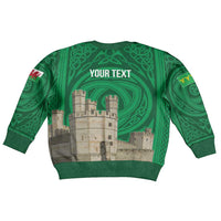 Personalized Caernarfonshire Wales Kid Ugly Christmas Sweater Caernarfon Castle and Emblem Celtic Style - Wonder Print Shop