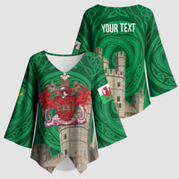 Personalized Caernarfonshire Wales Kimono Sleeve Blouse Caernarfon Castle and Emblem Celtic Style - Wonder Print Shop