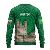 Personalized Caernarfonshire Wales Ugly Christmas Sweater Caernarfon Castle and Emblem Celtic Style - Wonder Print Shop