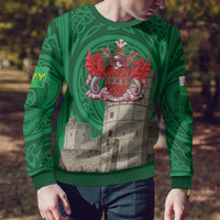 Personalized Caernarfonshire Wales Ugly Christmas Sweater Caernarfon Castle and Emblem Celtic Style - Wonder Print Shop
