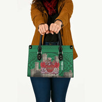 Personalized Caernarfonshire Wales Leather Bag Caernarfon Castle and Emblem Celtic Style - Wonder Print Shop