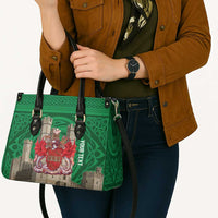 Personalized Caernarfonshire Wales Leather Bag Caernarfon Castle and Emblem Celtic Style - Wonder Print Shop