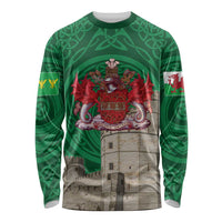 Personalized Caernarfonshire Wales Long Sleeve Shirt Caernarfon Castle and Emblem Celtic Style - Wonder Print Shop