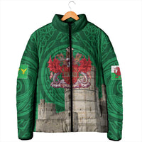 Personalized Caernarfonshire Wales Padded Jacket Caernarfon Castle and Emblem Celtic Style - Wonder Print Shop