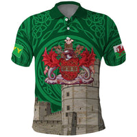 Personalized Caernarfonshire Wales Polo Shirt Caernarfon Castle and Emblem Celtic Style - Wonder Print Shop