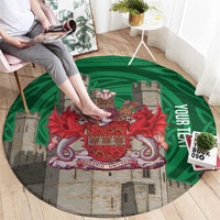 Personalized Caernarfonshire Wales Round Carpet Caernarfon Castle and Emblem Celtic Style - Wonder Print Shop