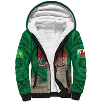 Personalized Caernarfonshire Wales Sherpa Hoodie Caernarfon Castle and Emblem Celtic Style - Wonder Print Shop