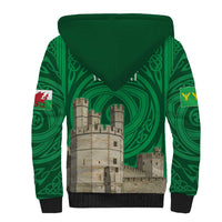 Personalized Caernarfonshire Wales Sherpa Hoodie Caernarfon Castle and Emblem Celtic Style - Wonder Print Shop