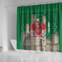 Personalized Caernarfonshire Wales Shower Curtain Caernarfon Castle and Emblem Celtic Style - Wonder Print Shop