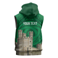 Personalized Caernarfonshire Wales Sleeveless Hoodie Caernarfon Castle and Emblem Celtic Style - Wonder Print Shop