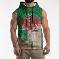 Personalized Caernarfonshire Wales Sleeveless Hoodie Caernarfon Castle and Emblem Celtic Style - Wonder Print Shop