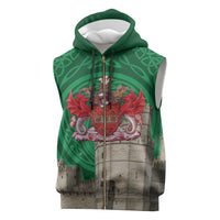 Personalized Caernarfonshire Wales Sleeveless Zip Hoodie Caernarfon Castle and Emblem Celtic Style - Wonder Print Shop
