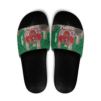 Personalized Caernarfonshire Wales Slide Sandals Caernarfon Castle and Emblem Celtic Style - Wonder Print Shop