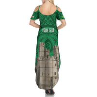 Personalized Caernarfonshire Wales Summer Maxi Dress Caernarfon Castle and Emblem Celtic Style - Wonder Print Shop