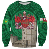 Personalized Caernarfonshire Wales Sweatshirt Caernarfon Castle and Emblem Celtic Style - Wonder Print Shop