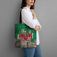 Personalized Caernarfonshire Wales Tote Bag Caernarfon Castle and Emblem Celtic Style - Wonder Print Shop