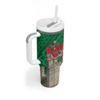 Personalized Caernarfonshire Wales Tumbler With Handle Caernarfon Castle and Emblem Celtic Style - Wonder Print Shop