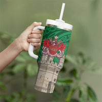 Personalized Caernarfonshire Wales Tumbler With Handle Caernarfon Castle and Emblem Celtic Style - Wonder Print Shop